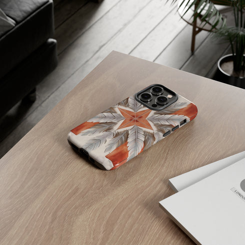 Silver Feather Compass - Impact Resistant Phone Case